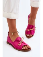 Zazoo 2660 Skórzane Baleriny Damskie Fuksja