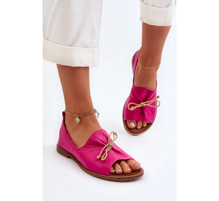 Zazoo 2660 Skórzane Baleriny Damskie Fuksja