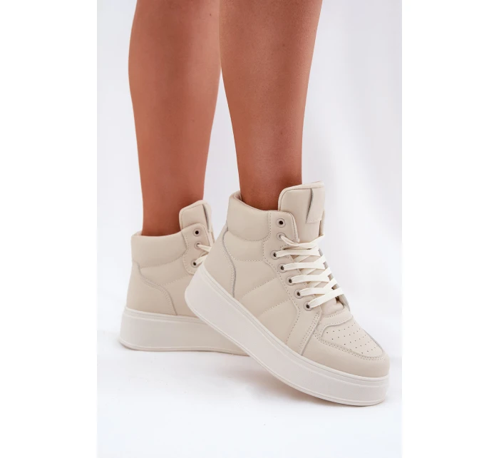 Vysoké dámské sneakers na platformě béžové model 21693386 - EVENTO Vysoké dámské sneakers na platformě béžové model 21693386 - EVENTO