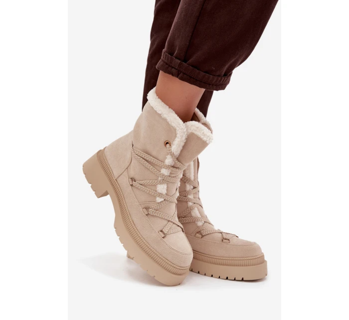 Dámské sněhule s kožíškem Béžové model 21715014 - Boto Dámské sněhule s kožíškem Béžové model 21715014 - Boto