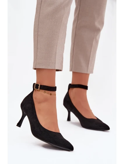 Devoria lodičky s podpatkem a s eko semišem černé