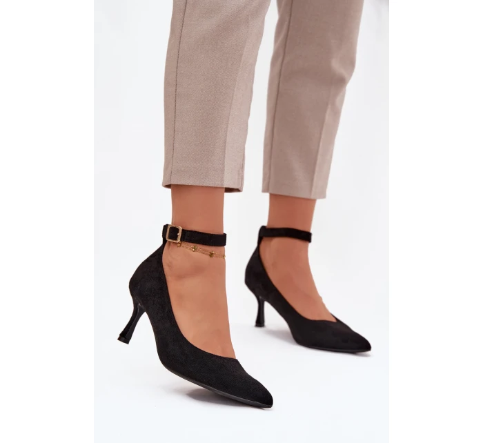 Devoria lodičky s podpatkem a s eko semišem černé