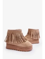 Zateplené dětské sněhule s ozdobnými třásněmi Béžová Nimia Zateplené dětské sněhule s ozdobnými třásněmi Béžová Nimia