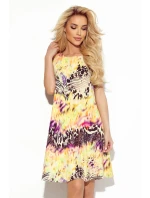 296-8 VICTORIA Trapézové šaty - žlutý leopardí potisk