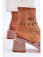 Síťované pantofle na podpatku model 21619113 Nude - S.Barski