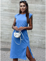 Modré ležérne šaty MAYFLIES s rozparkom