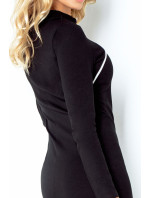 Spoločenské dámske šaty COLLAR s ozdobnými zipsami čierne - Čierna - Numoco