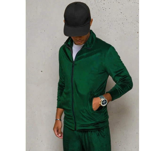 Pánska zelená velúrová mikina FashionStreet BX5536