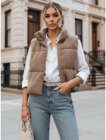 Dámská vesta z ovčí kůže v barvě camel Dstreet model 21970442 - FashionStreet