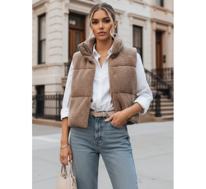 Dámská vesta z ovčí kůže v barvě camel Dstreet model 21970442 - FashionStreet