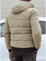 Pánská prošívaná zimní bunda s kapucí béžová Dstreet model 21980212 - FashionStreet