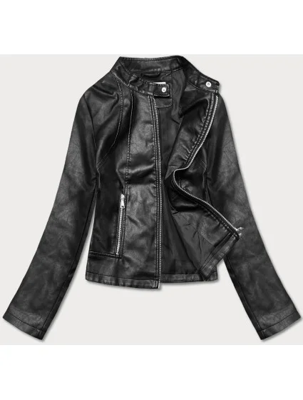 Klasická čierna bunda ramoneska so stojačikom (11Z8033) Klasická čierna bunda ramoneska so stojačikom (11Z8033)