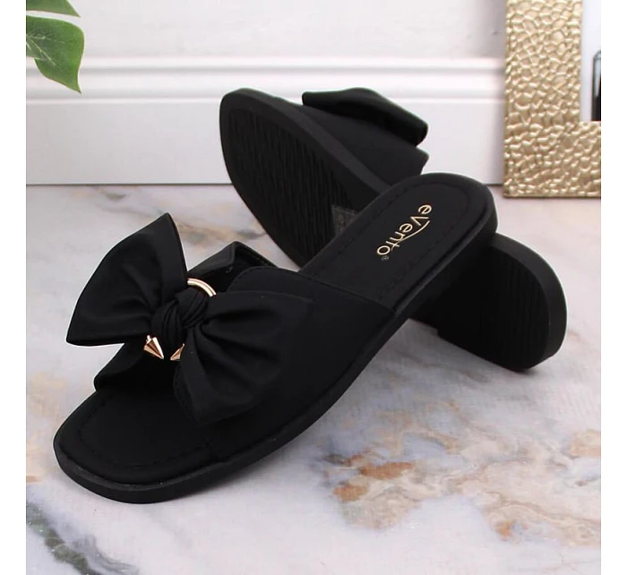 Dámské ploché žabky s mašlí černé eVento model 22096558