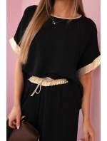 Viskózová súprava so zlatým lemovaním čierna