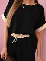 Viskózová súprava so zlatým lemovaním čierna