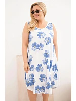 Dámské šaty Plus Size z viskózy s květinovým vzorem na ramínkách bílá