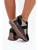 Zamszowe Sneakersy Damskie Ocieplane Na Platformie Big Star OO274A217 HI-POLY SYSTEM Czarne