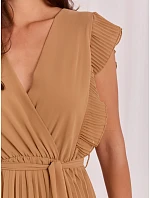Sukienka IT SK model 22272245 camelowy - FPrice Sukienka IT SK model 22272245 camelowy - FPrice