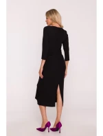 S425 Šaty s volánom - čierne