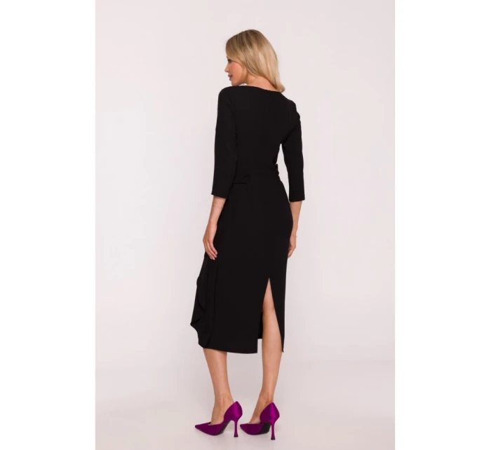 S425 Šaty s volánom - čierne