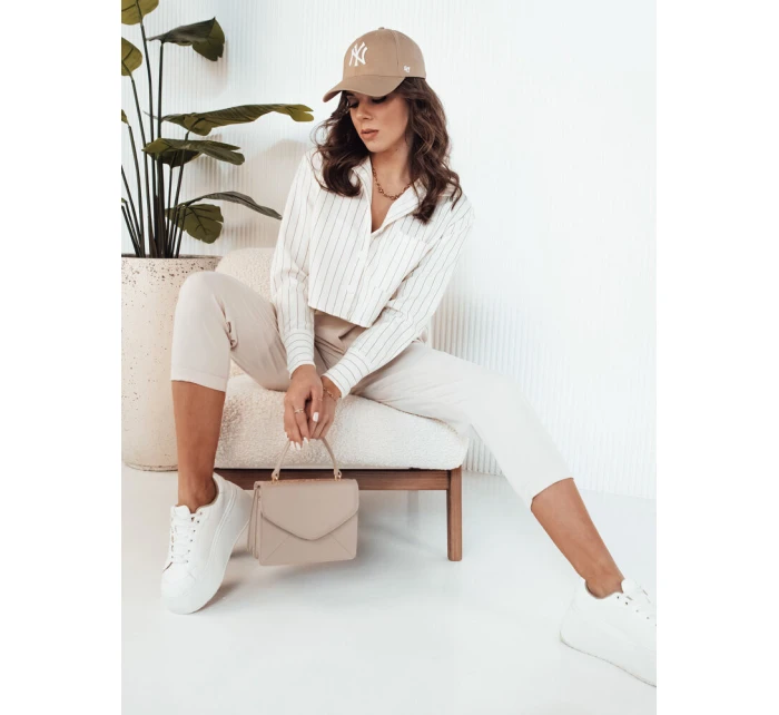 Dámske pruhované tričko GIRSA ecru FashionStreet DY0403