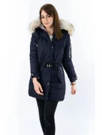 Tmavomodrá a ružová obojstranná dámska zimná bunda s kapucňou (w631) Tmavomodrá a ružová obojstranná dámska zimná bunda s kapucňou (w631)