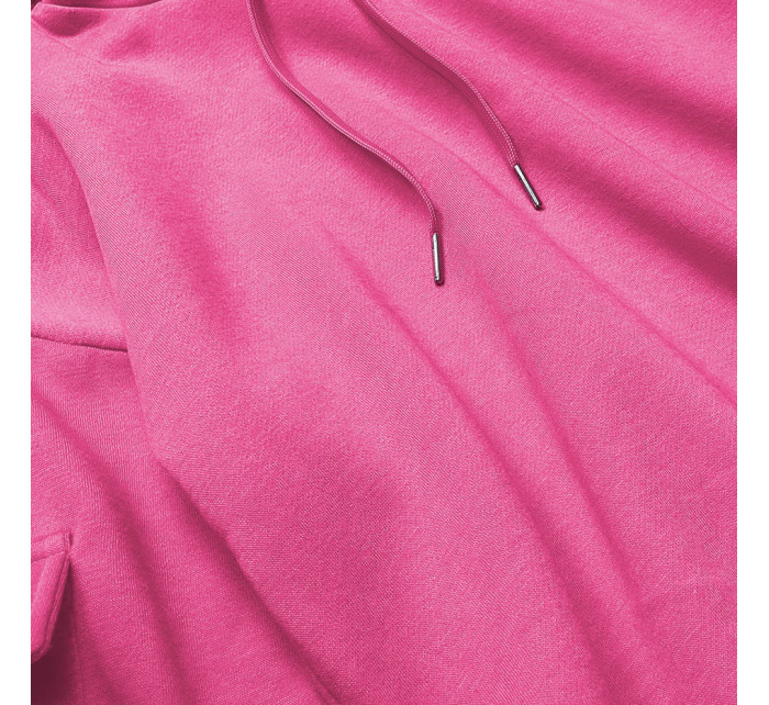 Krátka ružová dámska tepláková mikina so sťahovacími lemami (26030)