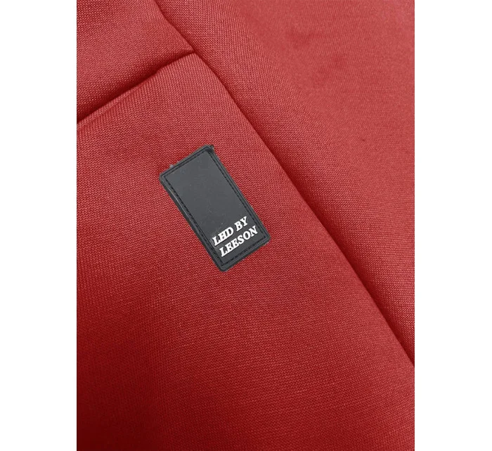 Dámska dlhá mikina voľného strihu s rebrovanými manžetami, červená (AMG-332A)