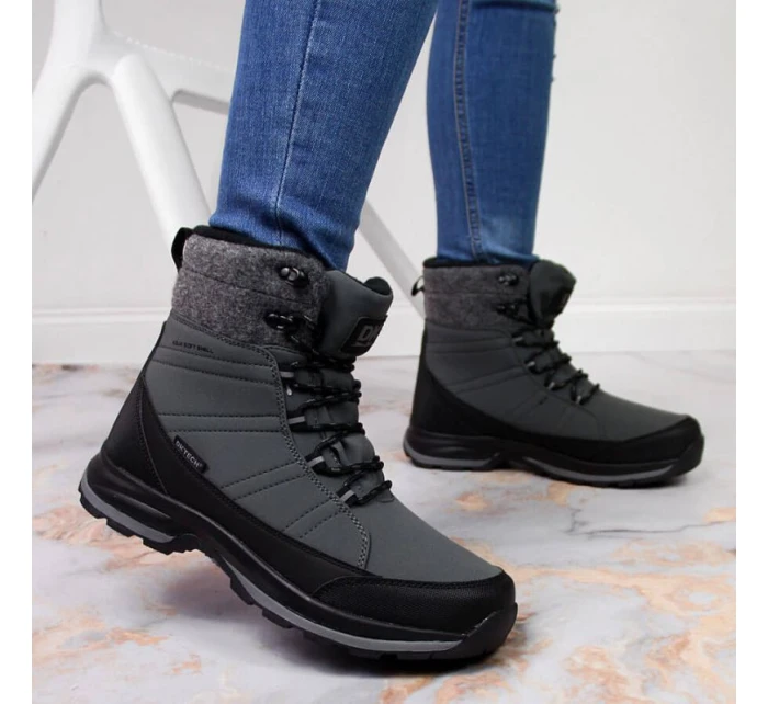 Zimné snehové topánky nepremokavé šedé DK