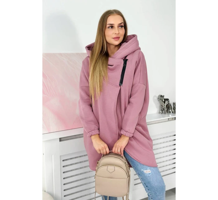 Krátka mikina na zips tmavoružová