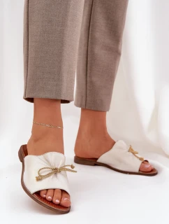 Kožené Ploché Elegantní Sandály S Mašlí Lewski Zlaté model 21684466 - Boto