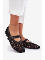 Ażurowe Baleriny Z Paskiem Czarne Orphali Ażurowe Baleriny Z Paskiem Czarne Orphali