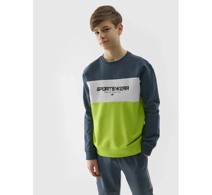 Chlapecká tepláková mikina bez zapínání a bez kapuce 4F - žlutá Chlapecká tepláková mikina bez zapínání a bez kapuce 4F - žlutá