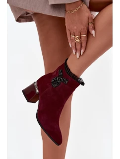 Dámske členkové topánky D&A z prírodného semišu - bordová
