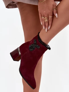 Dámske členkové topánky D&A z prírodného semišu - bordová