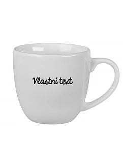 Vlastný text na bielom keramickom hrnčeku s objemom 400 ml