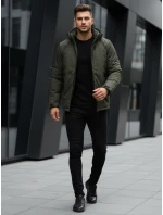 Pánska zimná bunda s kapucňou zelená FashionStreet TX5118 Pánska zimná bunda s kapucňou zelená FashionStreet TX5118