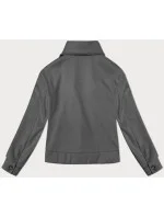 Voľná rebrovaná bunda s golierom sivá (244003)