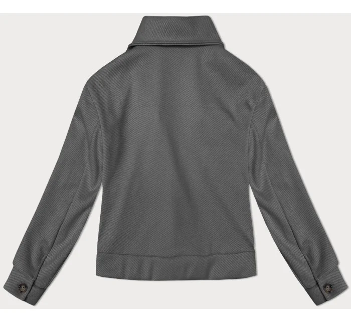 Voľná rebrovaná bunda s golierom sivá (244003)