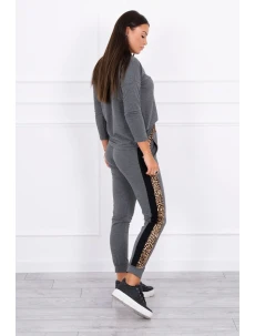 Sada s leopardím vzorom v grafitovej farbe