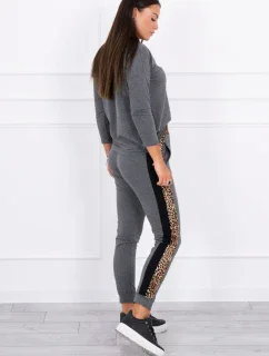 Sada s leopardím vzorom v grafitovej farbe