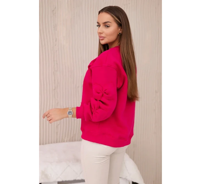 Zateplená bavlněná mikina s ozdobnými mašlemi fuchsie Zateplená bavlněná mikina s ozdobnými mašlemi fuchsie
