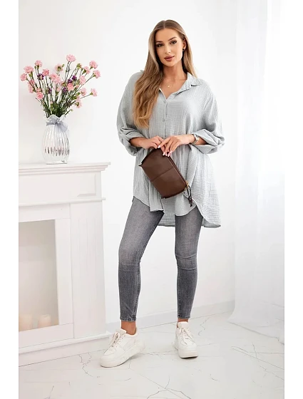 Bavlněná mušelínová košile Plus Size šedý Bavlněná mušelínová košile Plus Size šedý