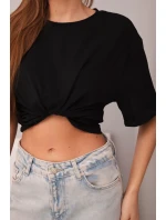 Dámska bavlnená základná blúzka s krátkymi rukávmi čierna