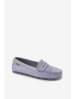 Dámské ploché mokasíny z imitace semiše modré model 22273963 - Boto Dámské ploché mokasíny z imitace semiše modré model 22273963 - Boto