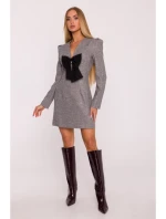M869 Tvídové šaty s výstrihom do V - grafitové M869 Tvídové šaty s výstrihom do V - grafitové