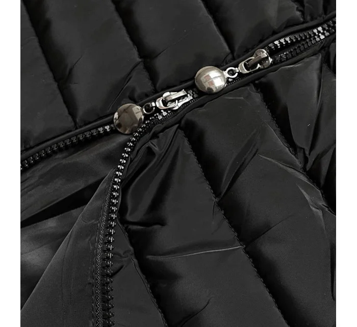 Prešívaná bunda s kapucňou čierna (l22-9865-1)