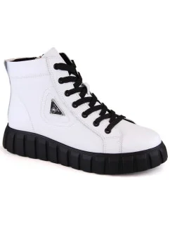 Kožené boty na platformě W model 21307454 white - FILIPPO