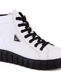 Kožené boty na platformě W model 21307454 white - FILIPPO