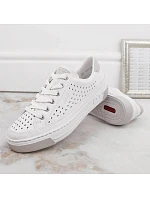 Rieker W RKR642 biele kožené ažurové topánky